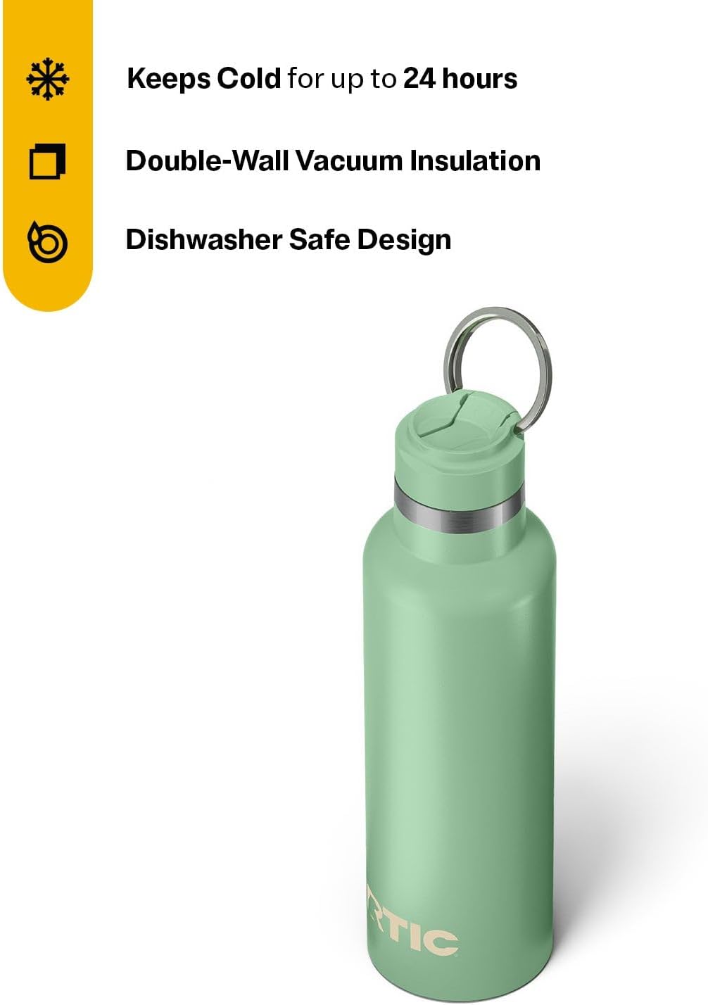 RTIC 20oz Journey Bottle Metal Stainless Steel Vacuum Insulated, BPA Free, Reusable, for Water, Hot and Cold Drinks, Travel, Sports, Camping, Sage