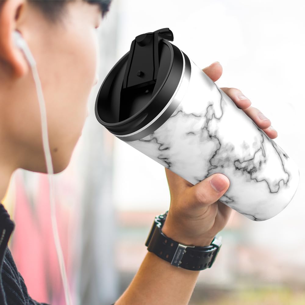 Insulated Coffee Mug with Ceramic Coating, 18oz Travel Mug with Leak-proof Lid, Vacuum Double-wall Tumbler, Stainless Steel Thermal Cup for Tea, Hot Cocoa, Cold Beverage, Ice Drinks