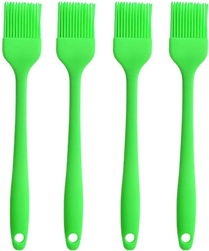Silicone brush, Oil Brush for BBQ Kitchen Cooking Baking and Grilling (4 PCS,green)