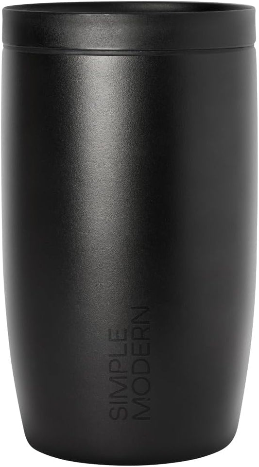 Simple Modern Travel Coffee Mug Tumbler with 360° Lid | Ceramic-Lined Insulated Stainless Steel Cold Brew Iced Coffee Cup | Gifts for Women Men Her Him | Voyager Signature | 12oz | Midnight Black