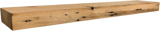 Modern Timber Craft Reclaimed Wood Wall Shelf | Solid Rustic American Barnwood with Steel Floating Shelf Brackets | 2.75" Thickness | 30" L x 8" D, Unfinished, Planed and Sanded