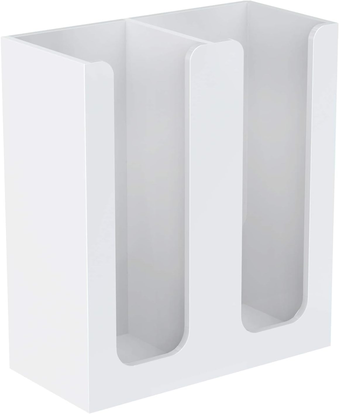 Richboom Acrylic Coffee Cup and Lid Storage Organizer Holder, 2 Compartments, White