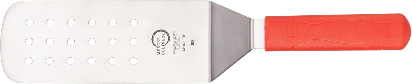 Mercer Culinary Millennia Perforated Turner, 8 Inch x 3 Inch Blade, Red Handle