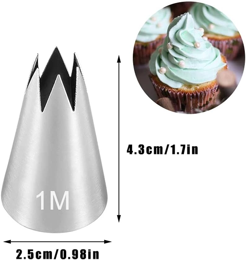Icing Piping Tip Set,3 Large Decorating Tips Stainless Steel,DIY Cream Rose Flower Piping Tips,Cupcake Pastry Tips for Cake Decorating(1M 2D 2F)
