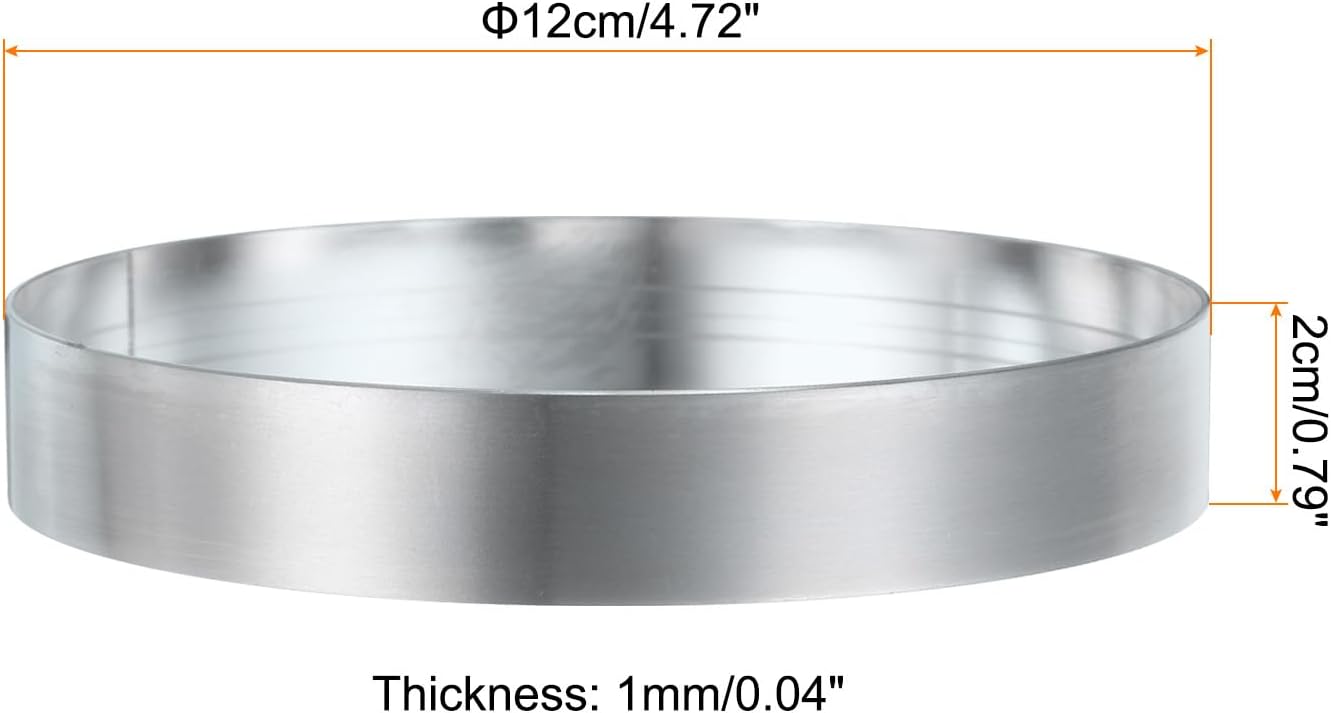 HARFINGTON Round Cake Ring 4.72 x 1 Inch Seamless Stainless Steel Pastry Mousse Dessert Ring Mirror Coating for Baking Cooking English Muffins Crumpet Making Tool