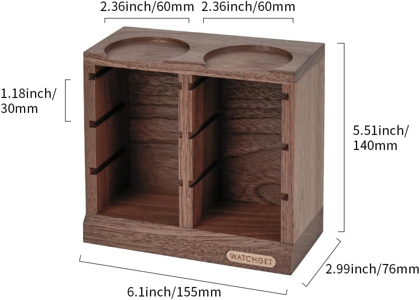 watchget Horizontal Espresso Portafilter Filter Basket Holder Rack - Wooden Precision Basket Storage Stand for 58mm Espresso Machines and 58mm Coffee Puck Screens