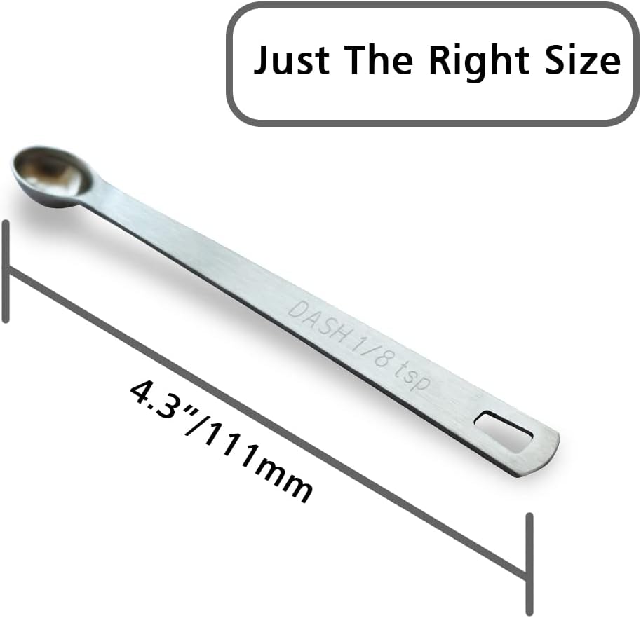 2PCS 1/8 Teaspoon(1/8tsp, 0.625 ml, Dash) Single Tiny Measuring Spoon, Small Individual Stainless Steel Measure Spoons Only
