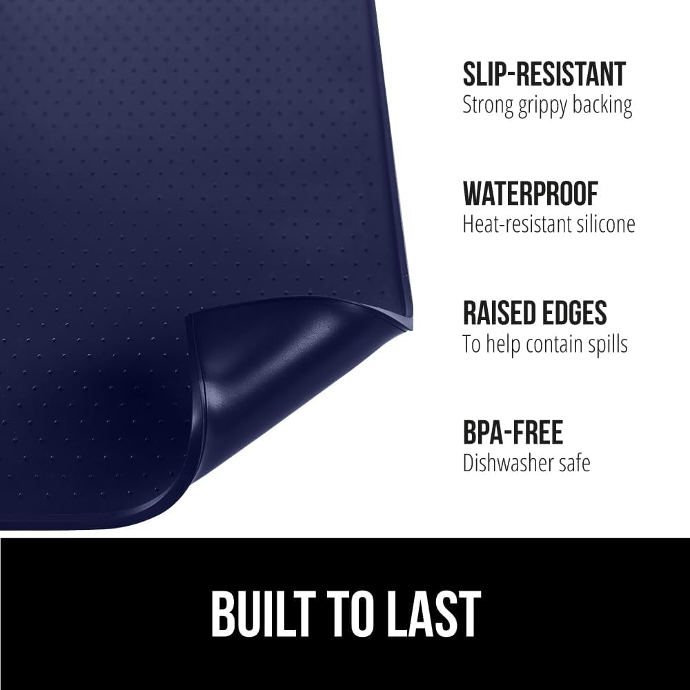GORILLA GRIP Silicone Coffee Mat, 15x23, Espresso Drink Bar Station Accessories, Waterproof Heat-Resistant Dish Drying Mats, Stay in Place on Kitchen Counter, Home Kitchen Decor Essentials, Navy