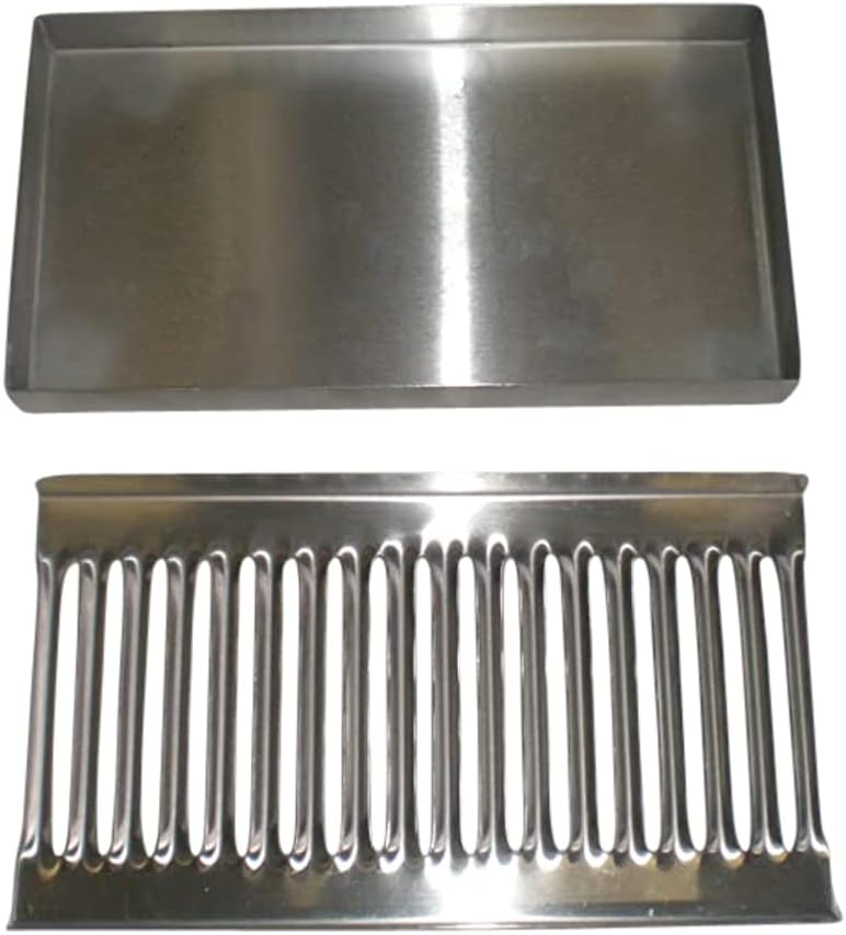 Quality Industries Stainless Steel Drip Tray 6″ x 16″ – Heavy Duty Bar Drain Tray for Kegerator, Coffee Station, Kitchen Sink Organizer – Brushed Metal Spill Catcher for Home or Commercial Use