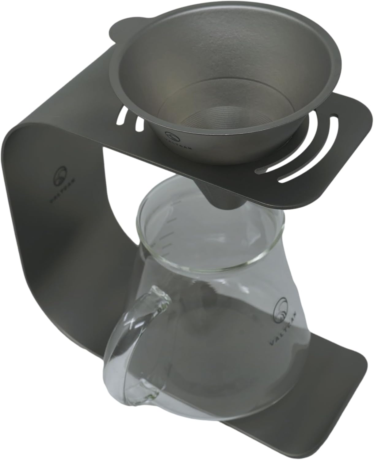 Valtcan Titanium Pour Over Coffee Maker Set – Reusable Metal Filter, Cone Dripper, Mug Stand – Ultralight, Durable, No Plastic, for Camping, Hiking, Home or Office Brewing