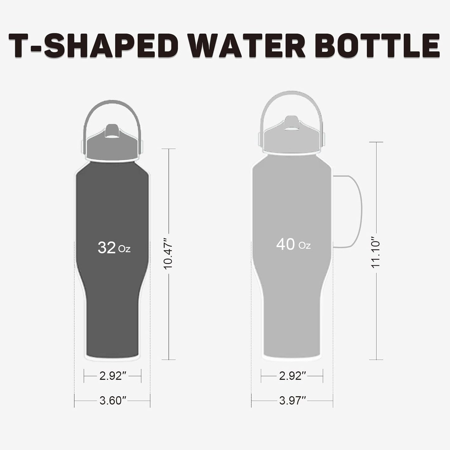 32oz Insulated Water Bottle, Fit in Any Car Cup Holder, Water Bottle with Straw Lids, Stainless Steel Insulated Water Flask Double Wall Leak-proof BPA Free to Keep Cold&Hot