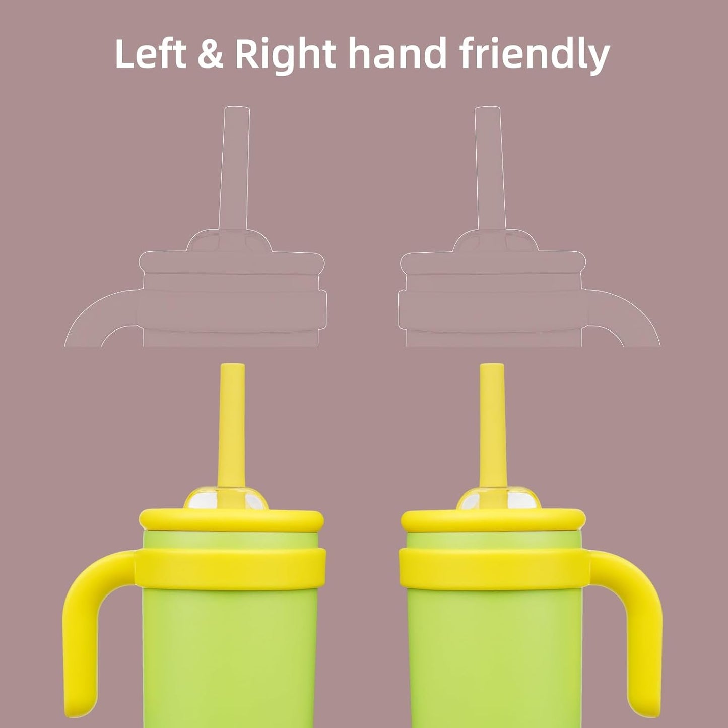 14 oz Tumbler with Side Handle, Insulated Water Bottle with Straw and 2 in 1 Lid, Stainless Steel Cup Travel Coffee Mug for Sports Office Gym,Lime