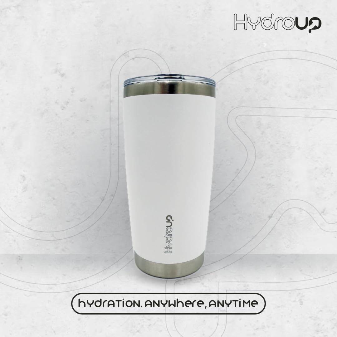 20 oz Tumbler Cup | Stainless Steel Insulated Coffee Mug with Lid | Coffee Travel Mug & Iced Coffee Cup | Leakproof Coffee Tumbler | BPA-Free Insulated Tumblers (White)