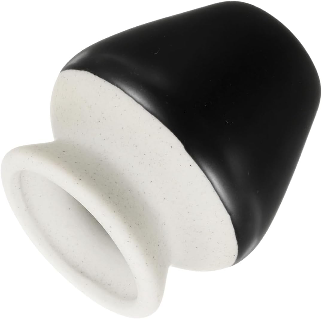 HARFINGTON Ceramic Chasen Stand 70mm Matcha Whisk Holder Teas Set Whisks Stand Traditional Matcha Tea Chasen Holder Tea Set Accessories for Tea Tasting, Beige/Black