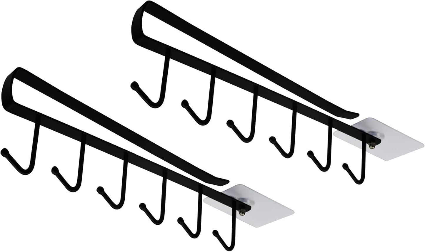 eywlwaar Cabinet Mug Holder Mug Cups Cabinet Mug Hooks Kitchen Storage Hanging Hooks (2 Pack-Black)