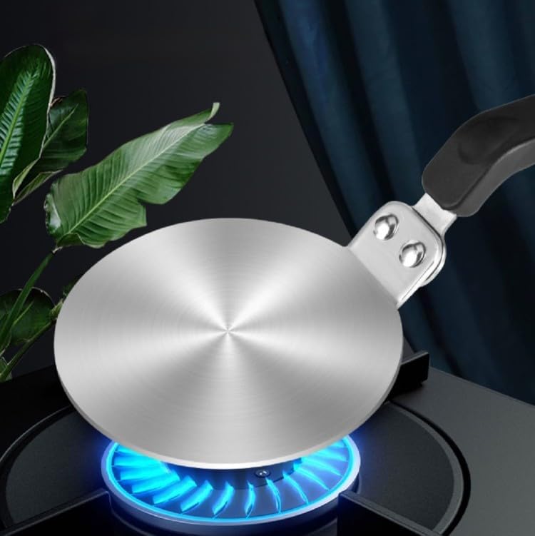 Heat Diffuser Plate, Grouarty Stainless Steel Cooking Induction Adapter Simmer Plate for Electric Gas Glass Cooktop Hob Ring, Induction Cooktop Converter Plate With Handle (7.88inch)