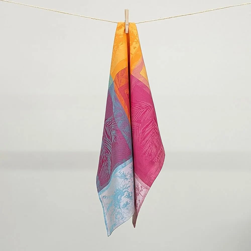 Garnier Thiebaut Mille Vegetaux Arc En Ciel (A Thousand Rainbow Plants) French Kitchen Towel 22"x30", Cotton, Jacquard