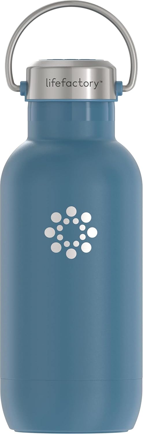 Lifefactory 16-Ounce Stainless Steel Vacuum-Insulated Sport Bottle, Dark Denim