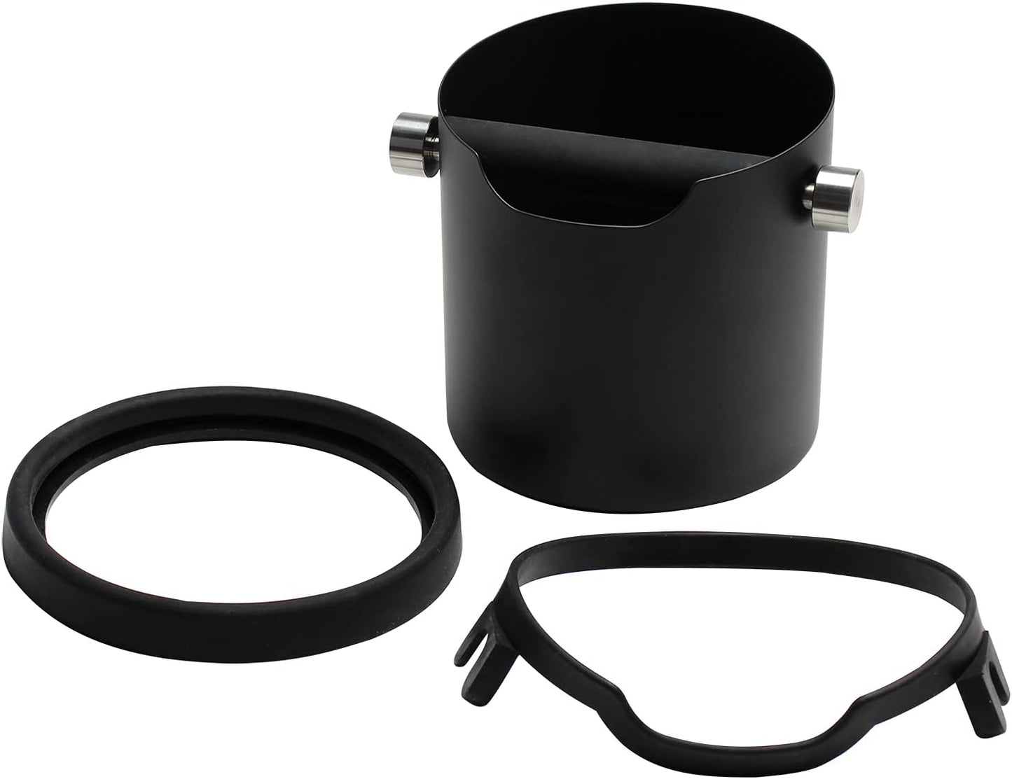 Espresso Knock Box, Capacity 60.8oz/1800ML Stainless Steel Coffee Grounds Container Waste Bin Coffee Tools for Barista and Non-slip Base (Black)