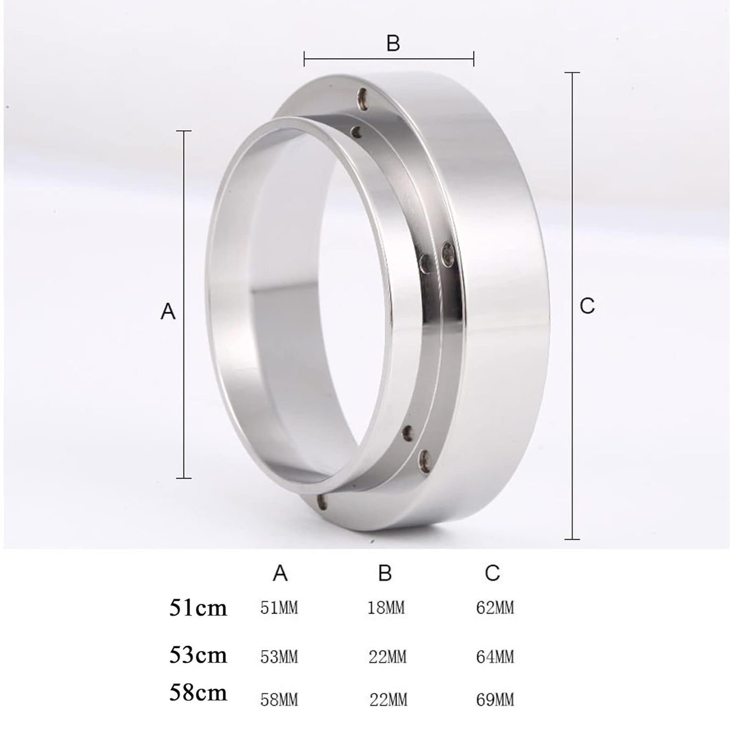 Espresso Dosing Funnel Precision Aluminum Alloy Coffee Dosing Ring Accessories Set for Portafilter Hands-Free (53cm)