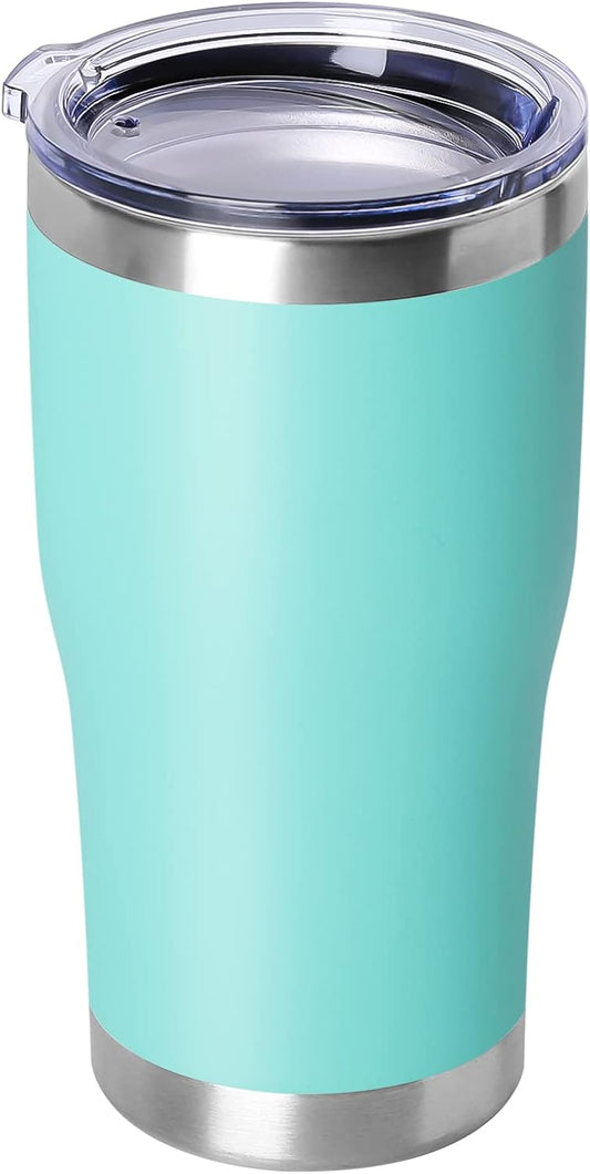 DOMICARE 20oz Tumbler with Lid Stainless Steel Tumblers Bulk, Double Wall Vacuum Insulated Coffee Travel Mug Powder Coated Tumbler, Light Blue