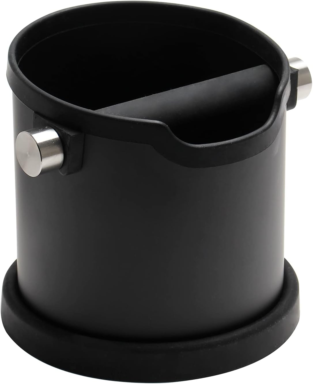 Espresso Knock Box, Capacity 60.8oz/1800ML Stainless Steel Coffee Grounds Container Waste Bin Coffee Tools for Barista and Non-slip Base (Black)