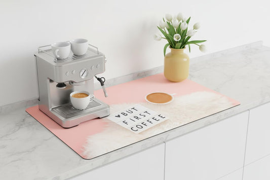 Coffee Mat Super Absorbent – 24" x 16" Dish Drying Mat for Kitchen Counter-Fit Under Coffee Maker Espresso Machine Dish Rack (Morning Brew)