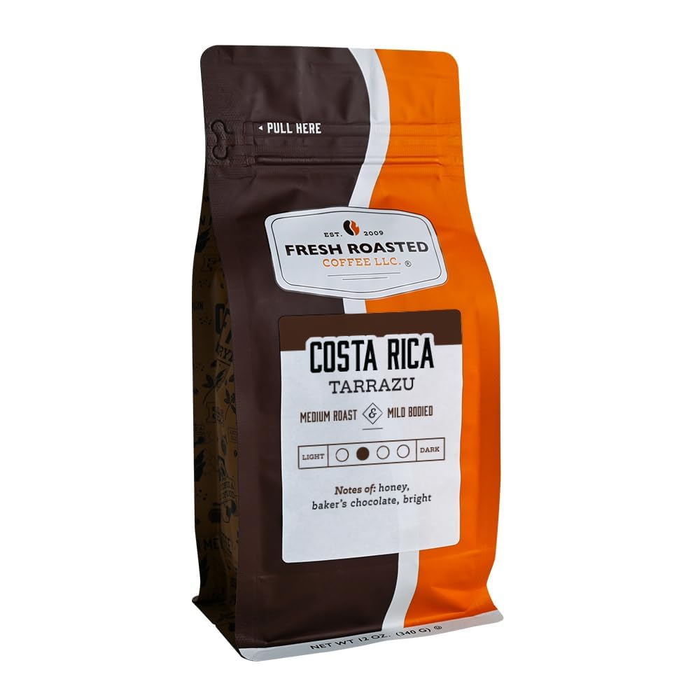 Fresh Roasted Coffee, Costa Rican Tarrazu, 12 oz, Medium Roast, Kosher, Ground