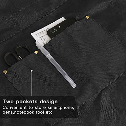 Mignongirl Crossback Apron with Pockets x2,Split Apron with Adjustable Straps,M-XXL