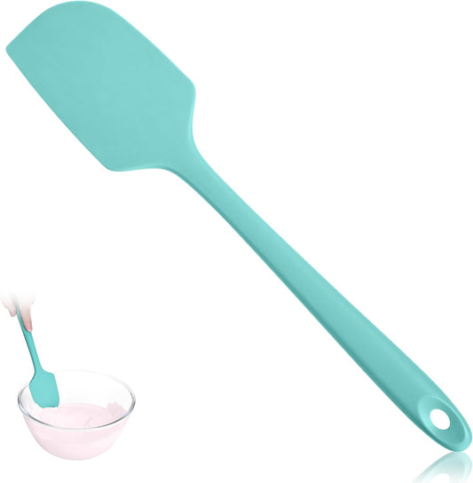 600ºF Heat Resistant Spatula, 11.34 inch High Heat Food Safe Semless Kitchen Silicone Scraper for Cooking Baking Mixing Scraping Stirring Nonstick Cookware Pan Bowl (Turquoise)