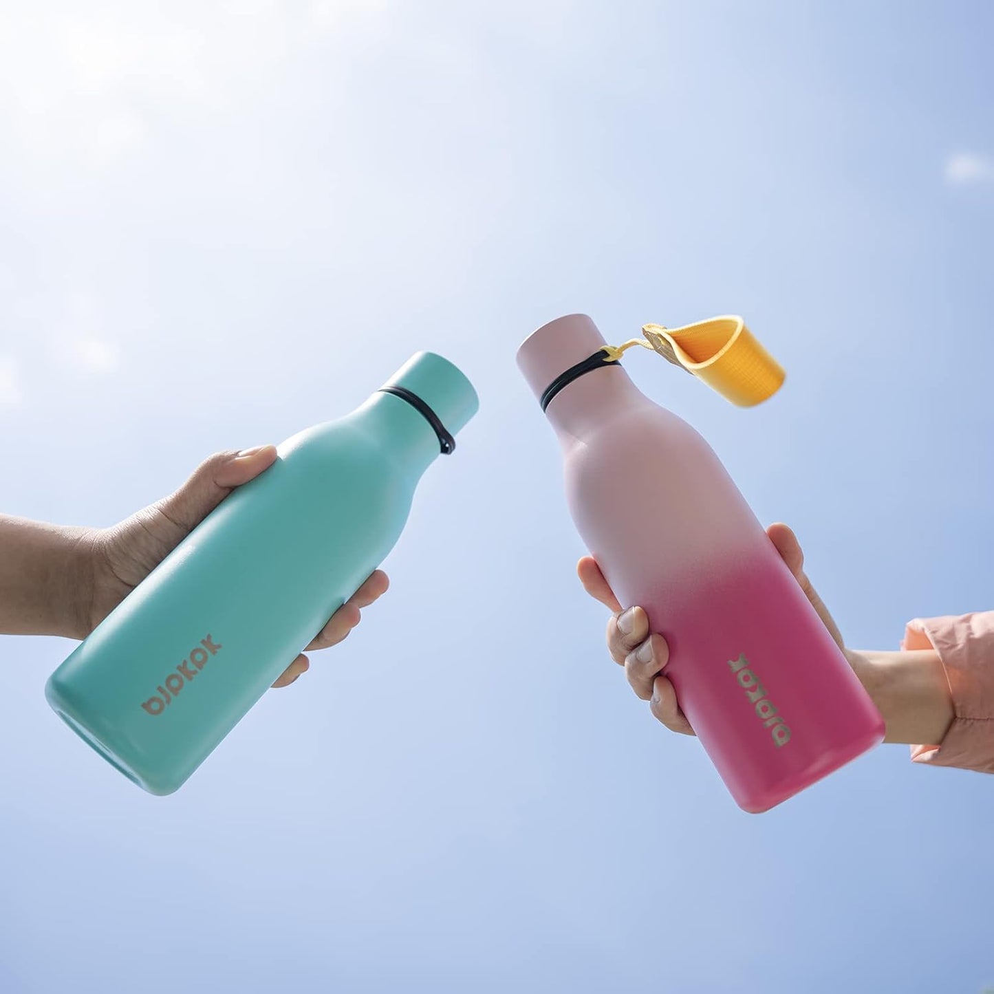 BJPKPK Insulated Water Bottles, 18 oz Stainless Steel Metal Water Bottle with Strap, BPA Free Leak Proof Thermos, Mugs, Flasks, Reusable Water Bottle for Sports & Travel, Turquoise