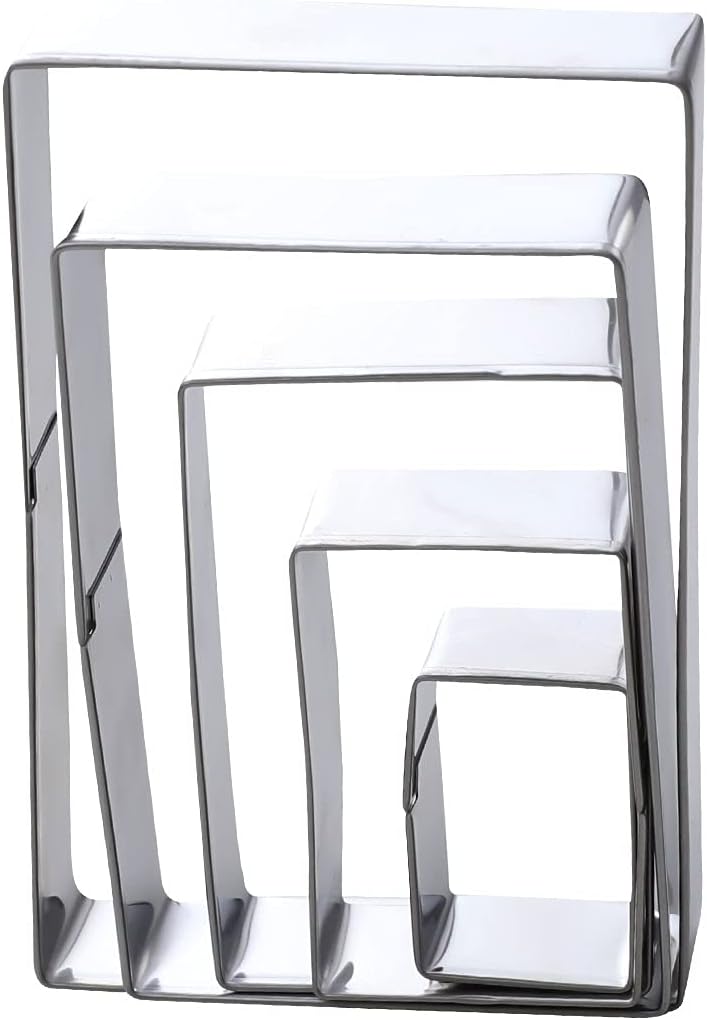 5Pcs Rectangle Cookie Cutter Set, Stainless Steel Biscuit Baking Molds Fondant Cake Cookie Cutter Rectangle Shaped Cutter