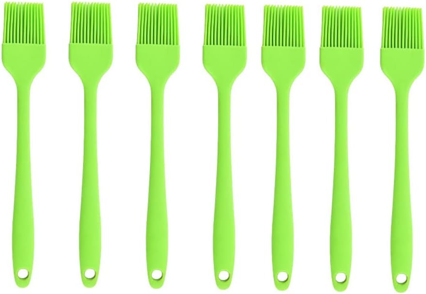 Silicone brush， BBQ/Pastry Basting Brushes,Silicone Cooking Grill Barbecue Baking Pastry Oil/Honey/Sauce Brush (7 PCS,green)