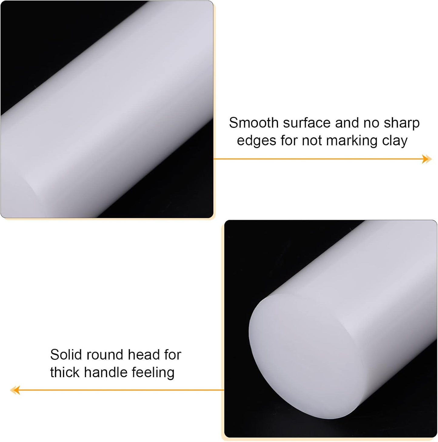 HARFINGTON Acrylic Clay Roller 7.28 Inch x 1 Inch Solid Non-Stick Plastic Round Tube Roller Polymer Clay Rod Fondant Rolling Pin for Shaping, Sculpting, Modeling DIY Crafts, White