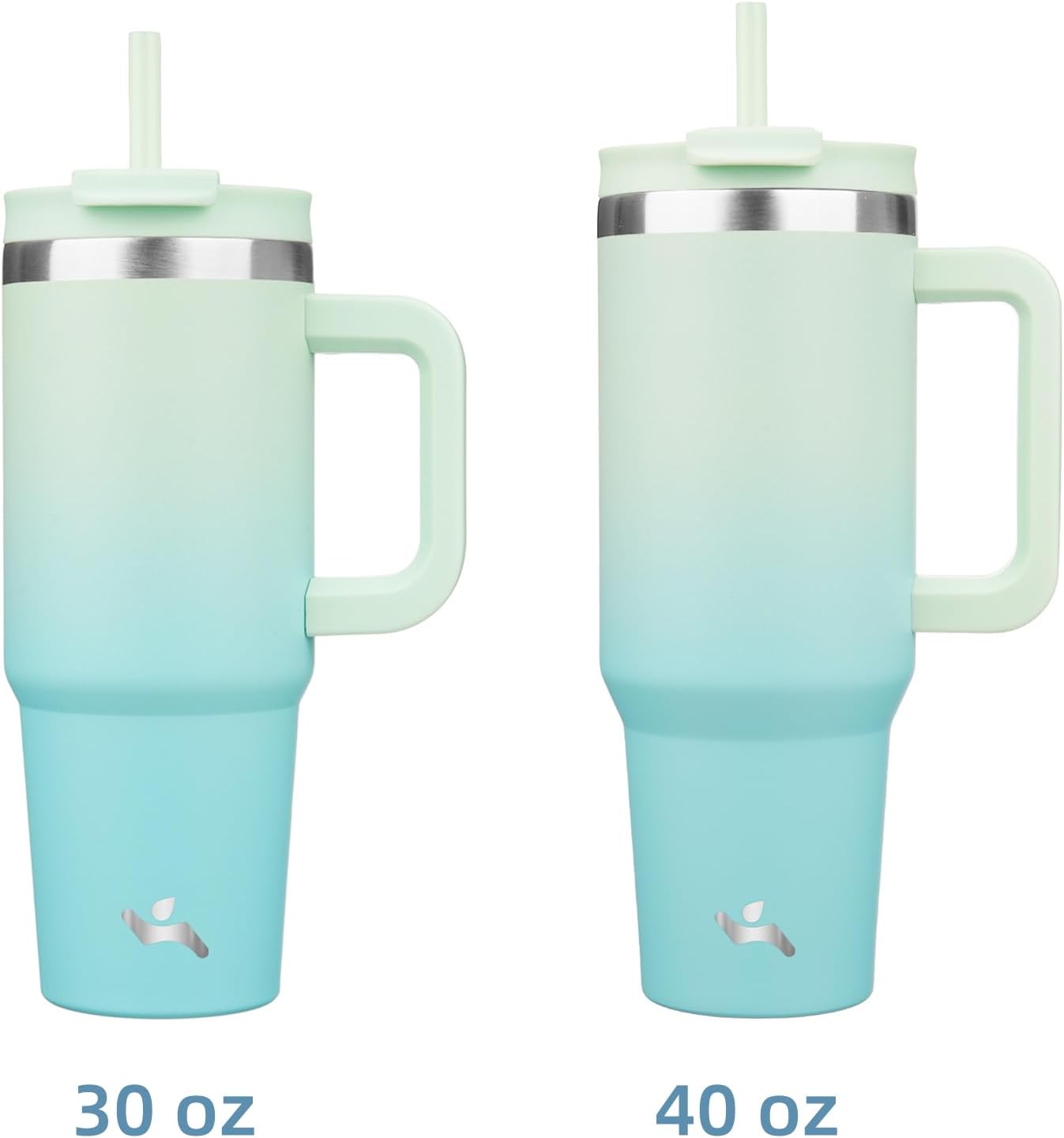 30 oz Tumbler with Handle and 2 Straws,2 in 1 Lid Insulated Water Bottle Stainless Steel Travel Coffee Mug,Mint