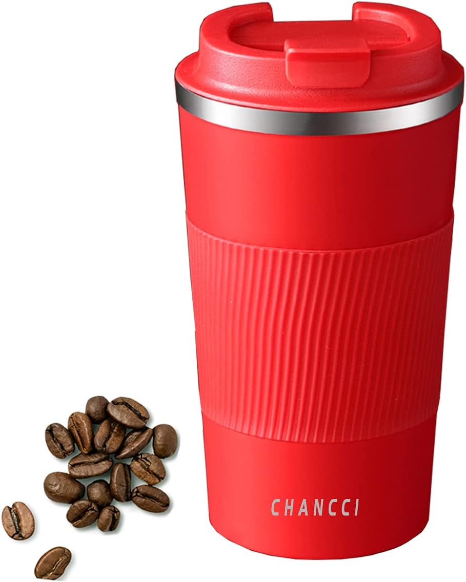 12oz Travel Coffee Mug Spill Proof, Insulated Coffee Mug with Lid, Leakproof Coffee Tumbler,Stainless Steel Vacuum Coffee Cup for Hot/Cold Drinks, Reusable Coffee Cup for Men Women -380ml,Red