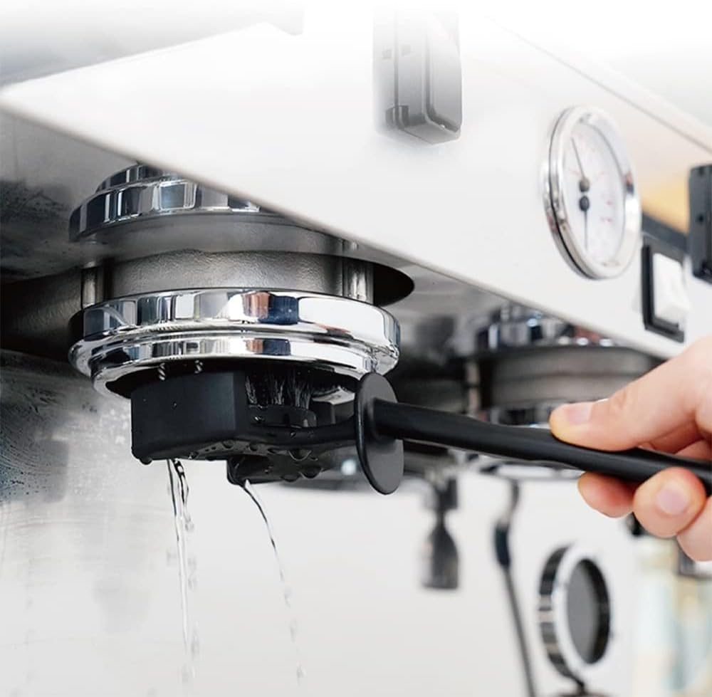 Coffee Machine Cleaning Brush, Espresso Group Head Cleaner, Upgrade Large Nylon Brushes with Long Handle & Spoon, Home Cleaning Tool(Black)