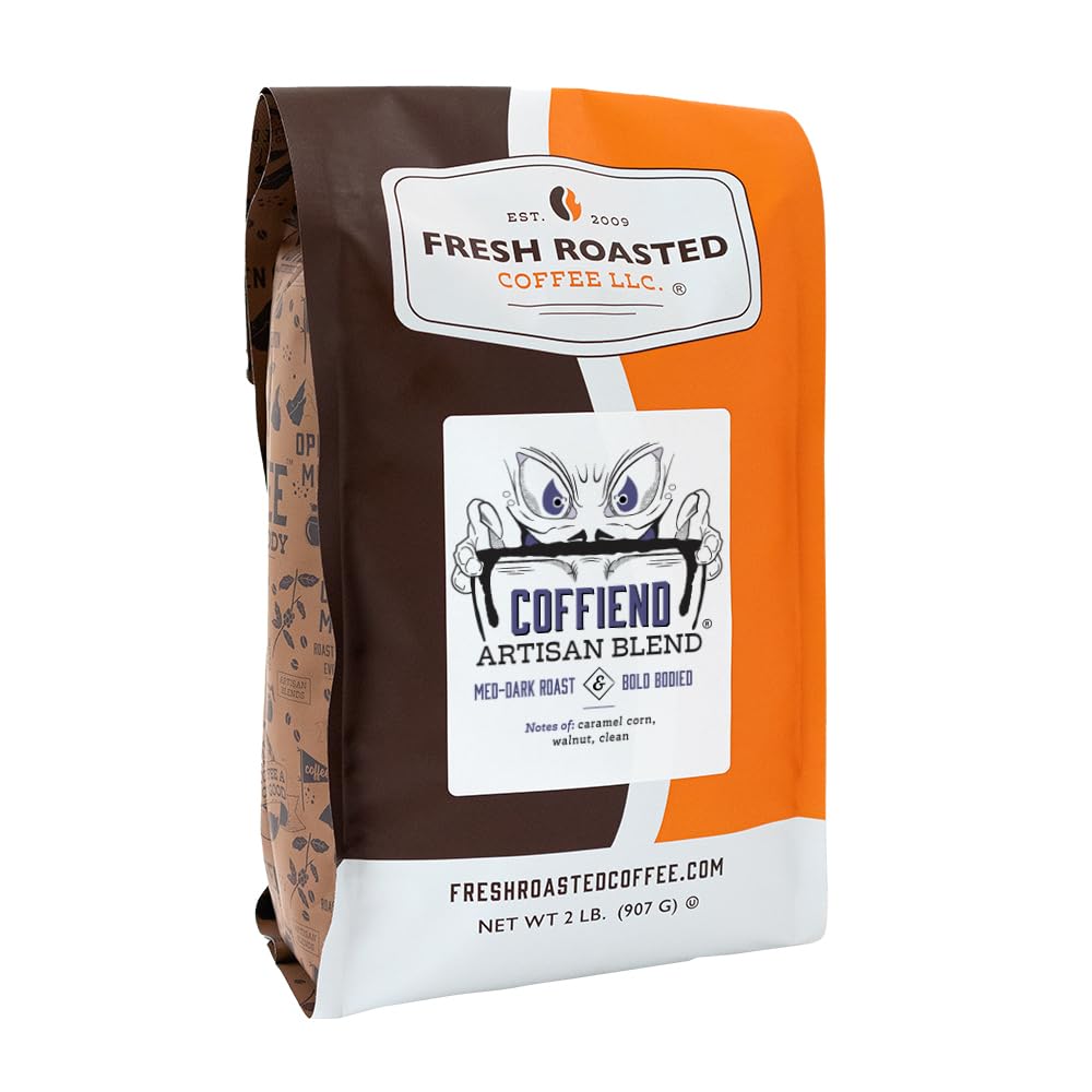 Fresh Roasted Coffee, Coffiend, 2 lb (32 oz), Med-Dark Roast, Kosher, Ground
