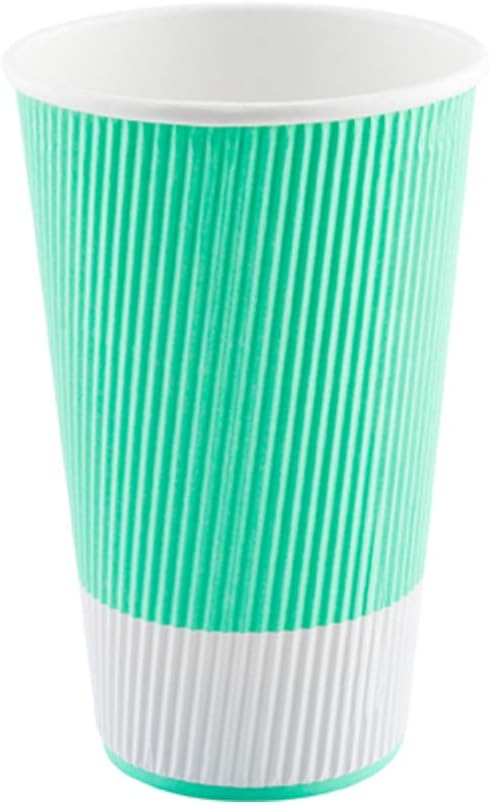 Restaurantware 16 Ounce Double Wall Disposable Coffee Cups, 500 Insulated Light Green Paper Tumblers with Ripple Wall Design, Lids Sold Separately for Hot Drinks like Tea, Hot Chocolate and More