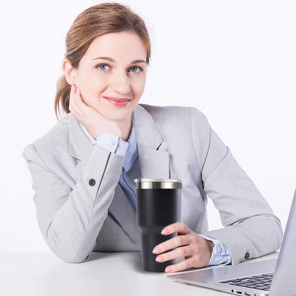 30oz Stainless Steel Travel Mug with Lid, 12 Pack Double Wall Vacuum Insulated Bulk Tumbler, Powder Coated Coffee Cup Suitable for Vehicle Cup Holders (Black)