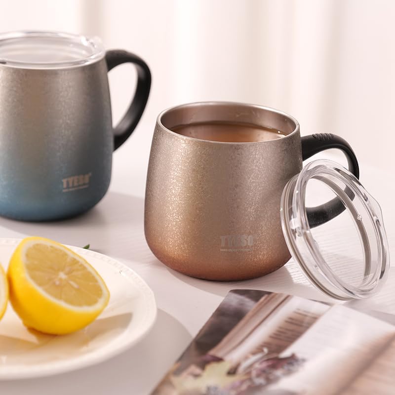 TYESO Office Coffee Mug,Vacuum Insulated Mug Double Wall Stainless Steel Cup (Purple, 12 oz)