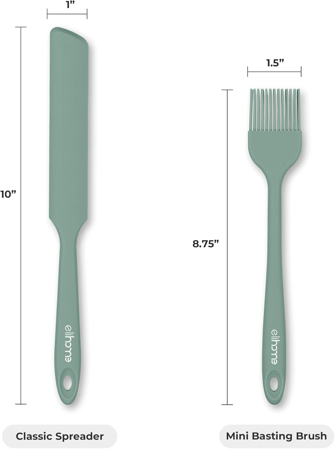 Elihome Mini Silicone Basting Pastry Brush, Cooking Brush for Oil Sauce Butter Marinades, Food Brushes for BBQ Grill Kitchen Baking, Baster Brushes Baste Pastries Cakes Meat Desserts, Food Grade, Sage