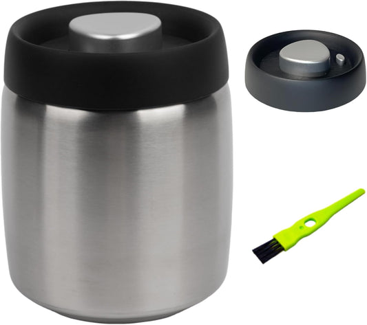 Coffee Vacuum Canister,800ml/10.7oz Stainless Steel Coffee bean Container,Food Storage Container with Airtight Lid,Push Out Excess Air Preserve Food Freshness