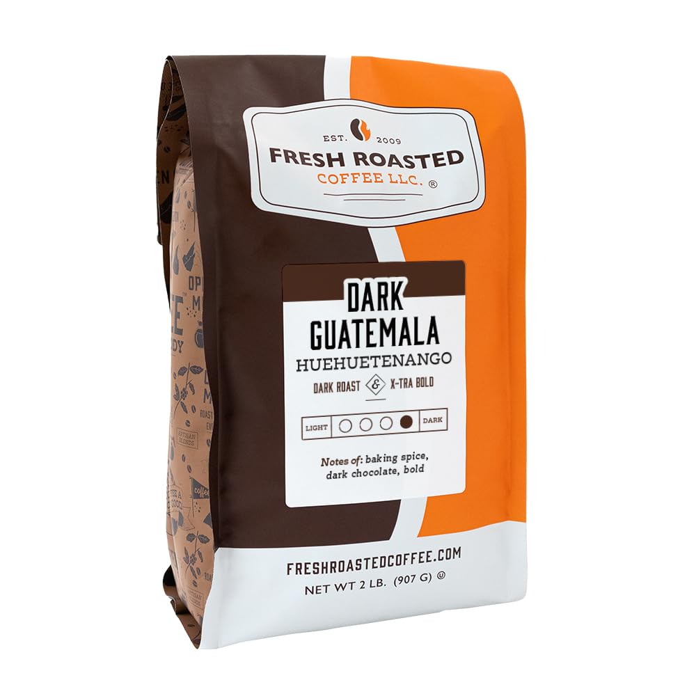 Fresh Roasted Coffee, Dark Guatemala Huehuetenango | 2 lb (32 oz) | Single Origin | Dark Roast | Kosher | Ground
