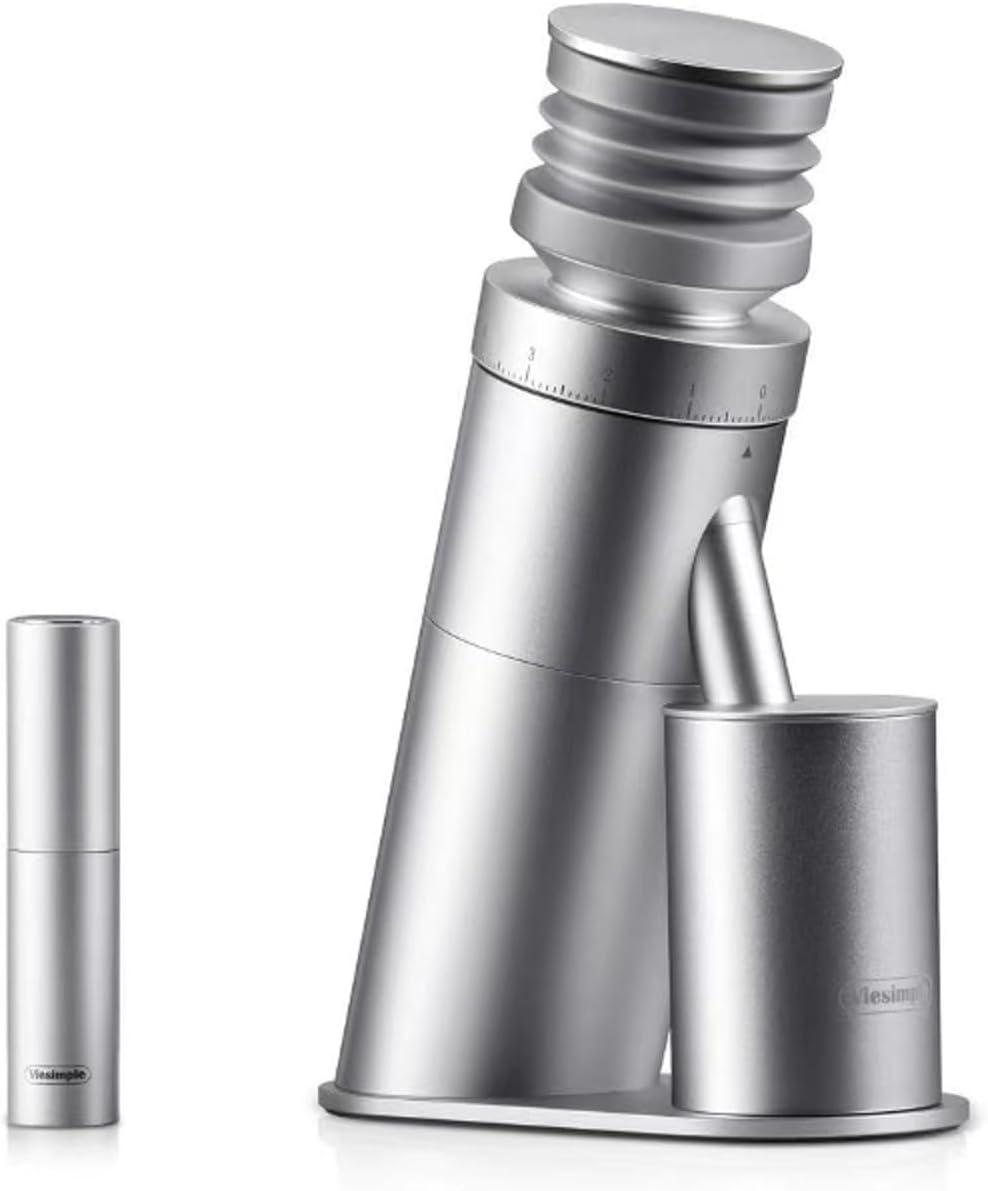 Coffee Grinder, Viesimple Gen 4, Single Dose Burr Coffee Grinders with Magnetic Dosing Cup, Electric Coffee Bean Grinder with Anti-Static Design, Espresso Grinder Compact & Quiet for Home Use Silver