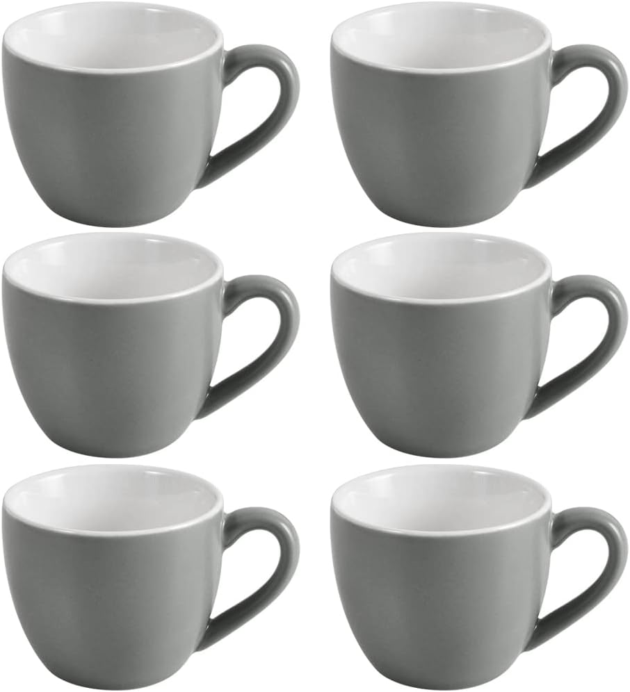 homEdge Mini Procelain Espresso Cup, 3 Ounces / 90 ml Tiny Coffee Mugs Demitasse for Espresso, Tea- Set of 6, Dark Gray