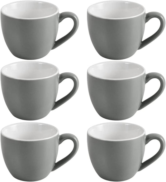 homEdge Mini Procelain Espresso Cup, 3 Ounces / 90 ml Tiny Coffee Mugs Demitasse for Espresso, Tea- Set of 6, Dark Gray