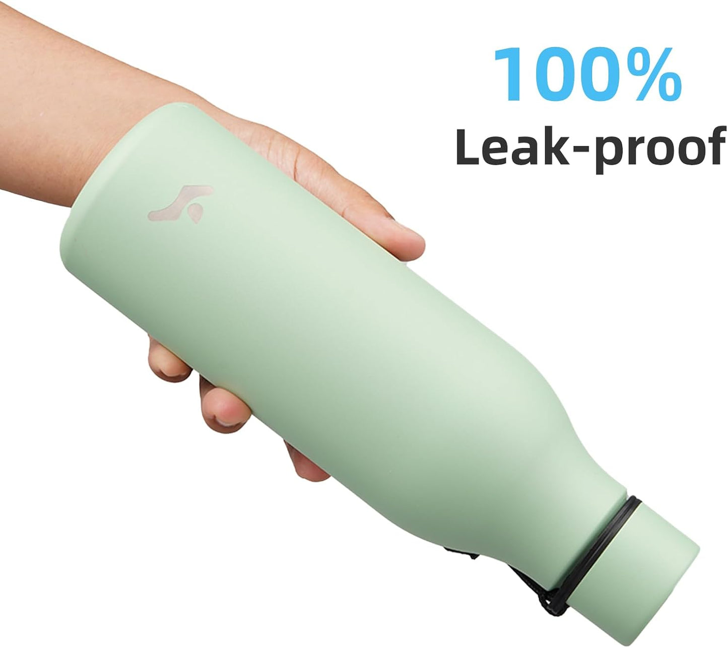 Insulated Water Bottle with Strap,18 oz Double Wall Stainless Steel Vacuum Bottles Metal Water Flask,Macaron Green