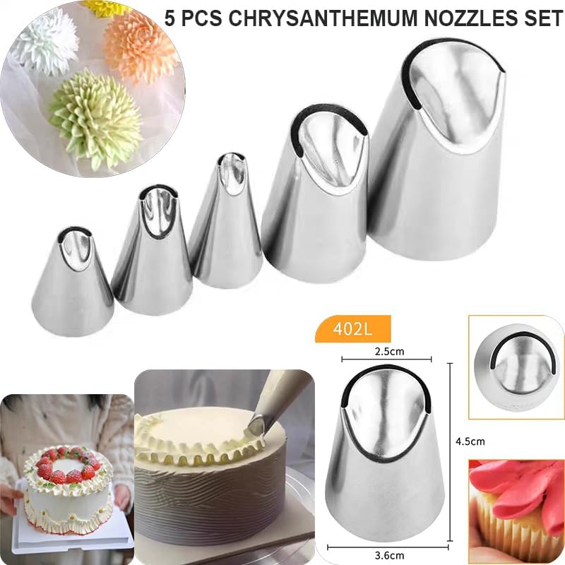 6 pcs Flower Piping Tips Rose Petal Pastry Tips, large piping tips, Chrysanthemum Nozzles, Cupcake Pastry Tool For Decorating Cake Tulip Baking Forms New (tulips - 6pcs)