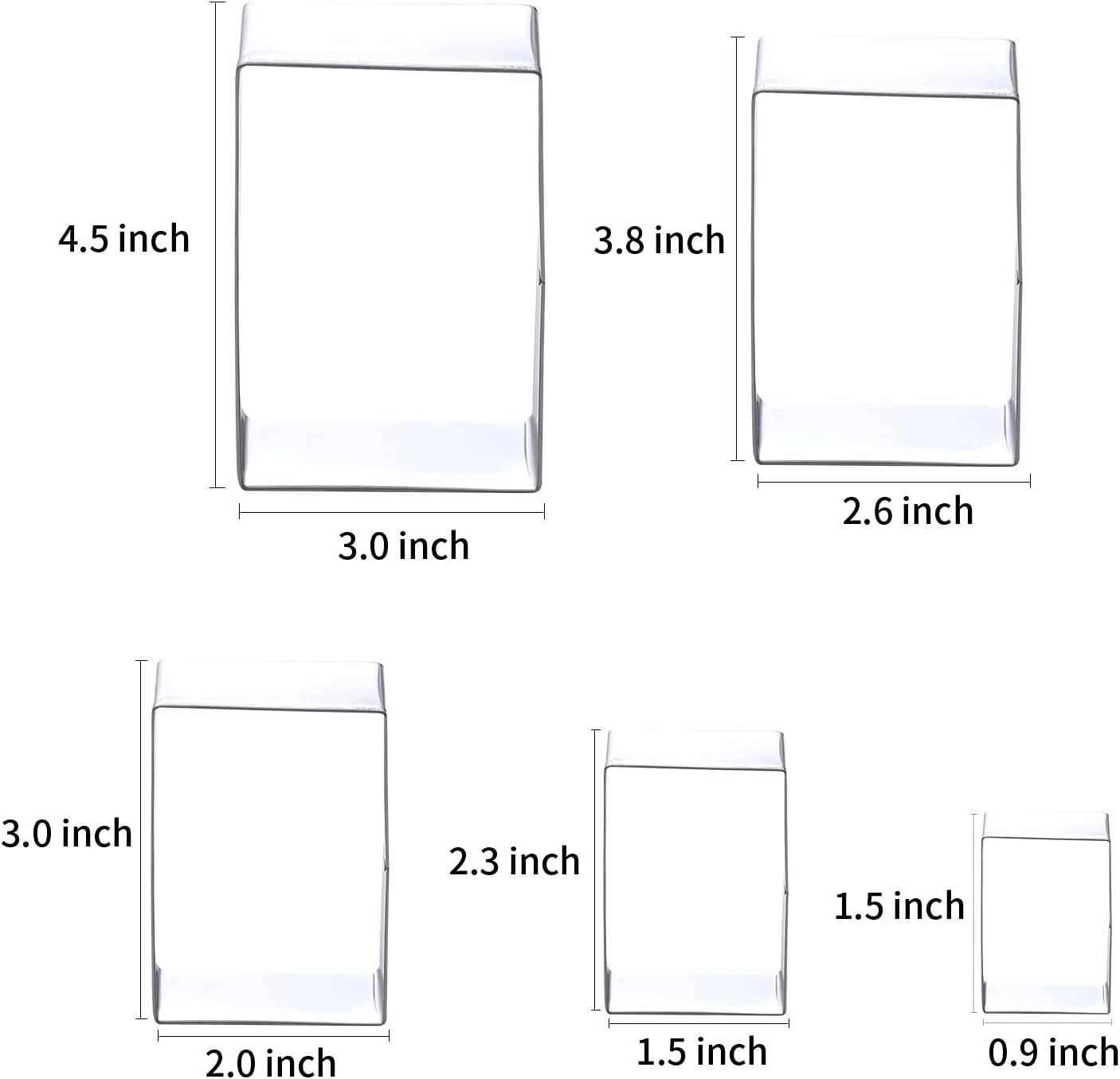 5Pcs Rectangle Cookie Cutter Set, Stainless Steel Biscuit Baking Molds Fondant Cake Cookie Cutter Rectangle Shaped Cutter